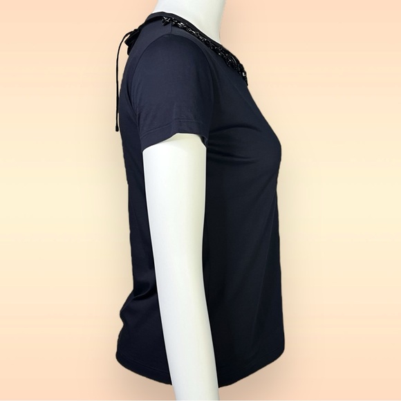 AUTHENTIC Louis Vuitton Embellished Neckline Women’s Navy T Shirt - Extra Small - Picture 5 of 6